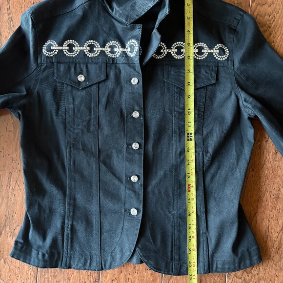 Christine Alexander Jacket. Swarovski Studs/Buttons. Black. Size Medium - Picture 10 of 12